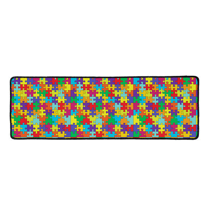 Colorful Autism Awareness Puzzle Print Long Kitchen Mat