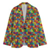 Colorful Autism Awareness Puzzle Print Men's Blazer