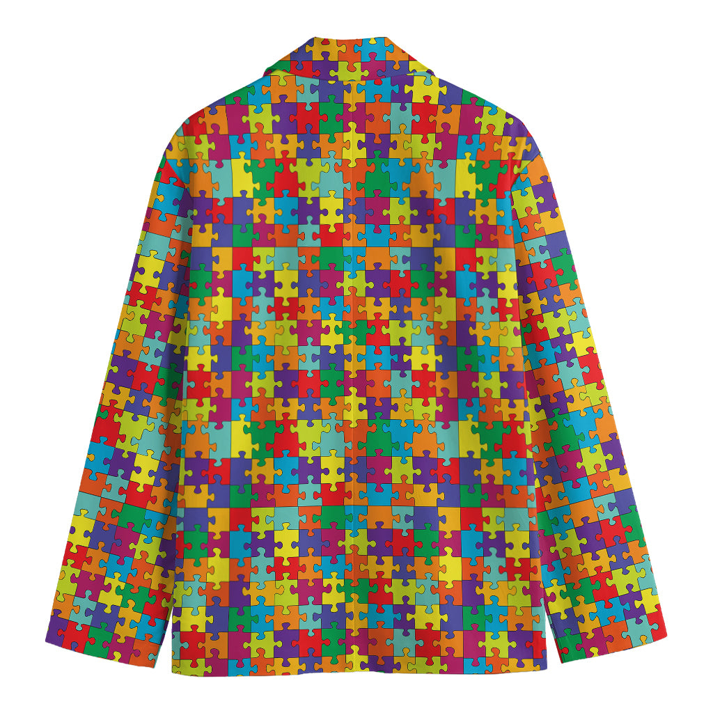 Colorful Autism Awareness Puzzle Print Men's Blazer