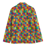 Colorful Autism Awareness Puzzle Print Men's Blazer