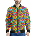 Colorful Autism Awareness Puzzle Print Men's Bomber Jacket