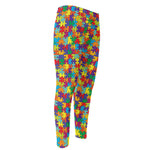 Colorful Autism Awareness Puzzle Print Men's Compression Pants