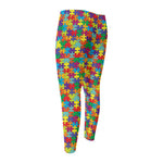 Colorful Autism Awareness Puzzle Print Men's Compression Pants