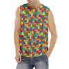 Colorful Autism Awareness Puzzle Print Men's Fitness Tank Top