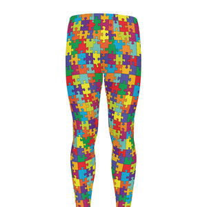 Colorful Autism Awareness Puzzle Print Men's leggings