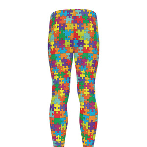 Colorful Autism Awareness Puzzle Print Men's leggings