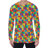 Colorful Autism Awareness Puzzle Print Men's Long Sleeve T-Shirt