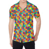 Colorful Autism Awareness Puzzle Print Men's Shirt