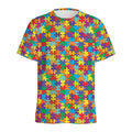 Colorful Autism Awareness Puzzle Print Men's Athletic T-Shirt