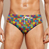 Colorful Autism Awareness Puzzle Print Men's Swim Briefs