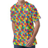 Colorful Autism Awareness Puzzle Print Men's Velvet T-Shirt