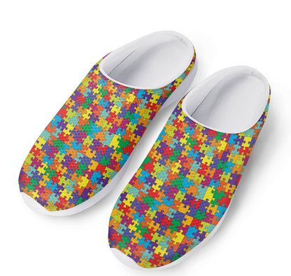 Colorful Autism Awareness Puzzle Print Mesh Casual Shoes