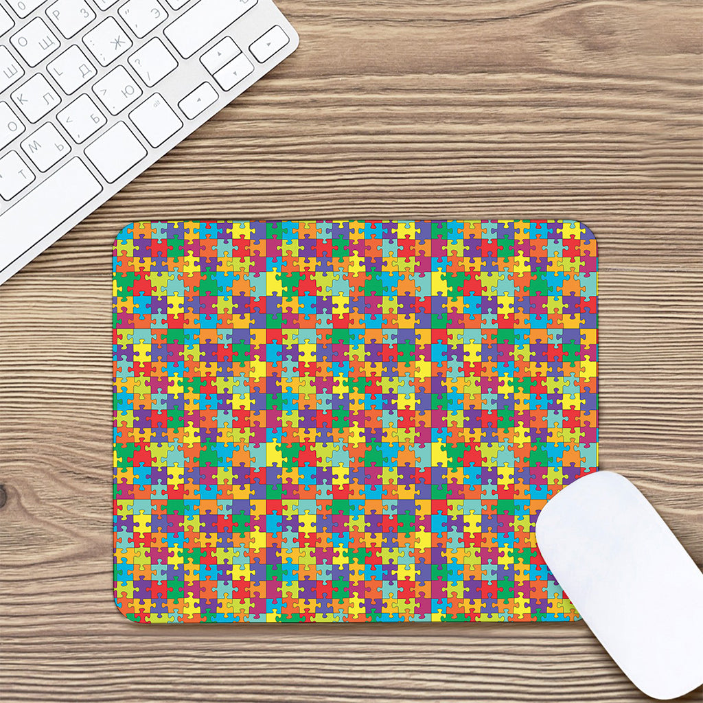 Colorful Autism Awareness Puzzle Print Mouse Pad