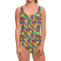 Colorful Autism Awareness Puzzle Print One Piece Swimsuit