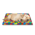 Colorful Autism Awareness Puzzle Print Pet Cooling Mat Cover