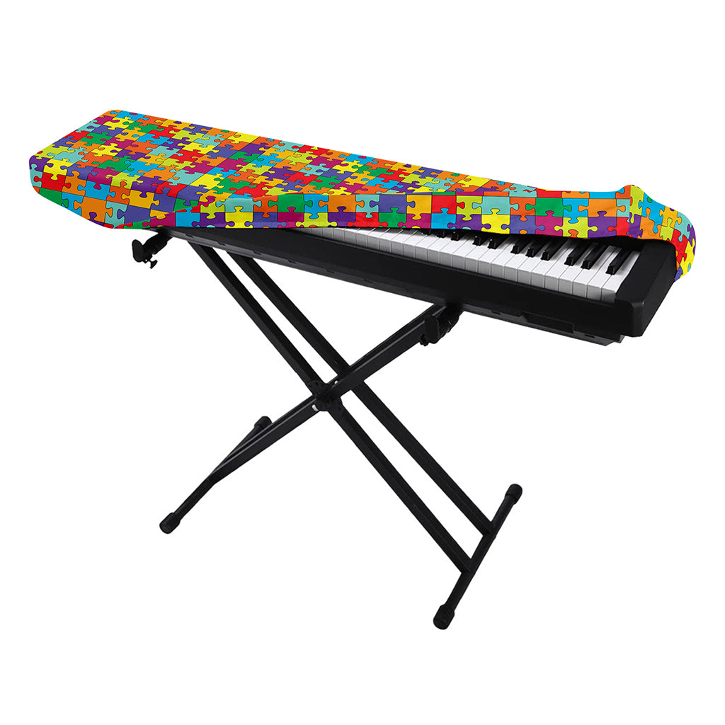 Colorful Autism Awareness Puzzle Print Piano Keyboard Cover