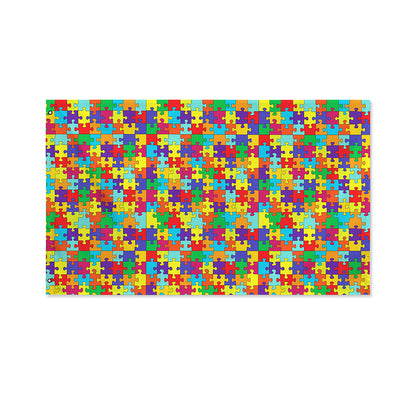 Colorful Autism Awareness Puzzle Print Polyester Flag