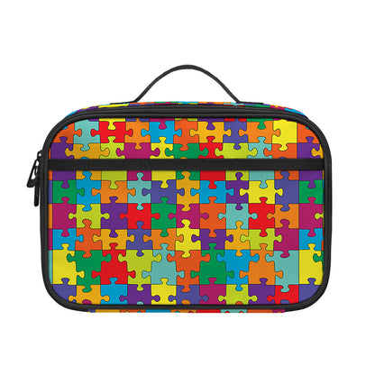Colorful Autism Awareness Puzzle Print Portable Lunch Bag