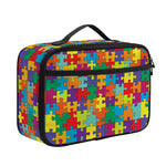 Colorful Autism Awareness Puzzle Print Portable Lunch Bag