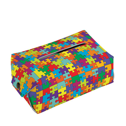 Colorful Autism Awareness Puzzle Print Rectangle Tissue Box Cover