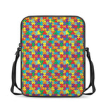 Colorful Autism Awareness Puzzle Print Rectangular Crossbody Bag