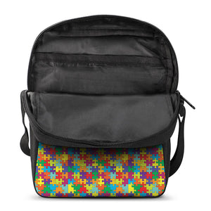 Colorful Autism Awareness Puzzle Print Rectangular Crossbody Bag