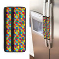 Colorful Autism Awareness Puzzle Print Refrigerator Handle Covers