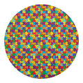 Colorful Autism Awareness Puzzle Print Round Blanket