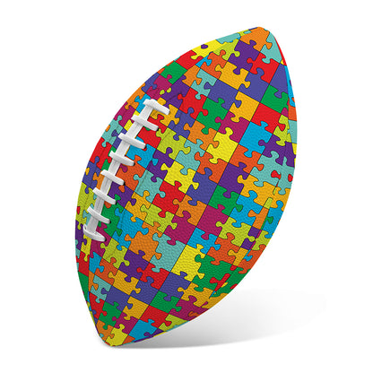 Colorful Autism Awareness Puzzle Print Rugby Ball