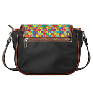 Colorful Autism Awareness Puzzle Print Saddle Bag