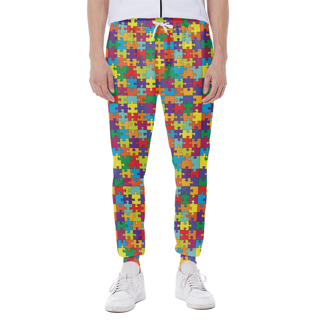 Colorful Autism Awareness Puzzle Print Scuba Joggers