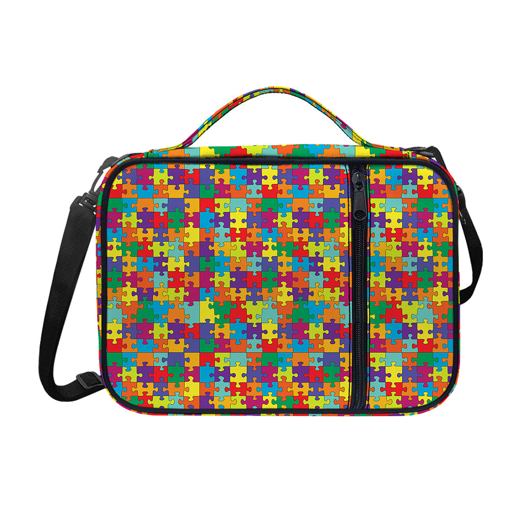 Colorful Autism Awareness Puzzle Print Shoulder Strap Bible Bag