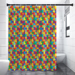 Colorful Autism Awareness Puzzle Print Shower Curtain