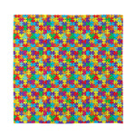 Colorful Autism Awareness Puzzle Print Silk Bandana