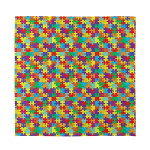 Colorful Autism Awareness Puzzle Print Silk Bandana