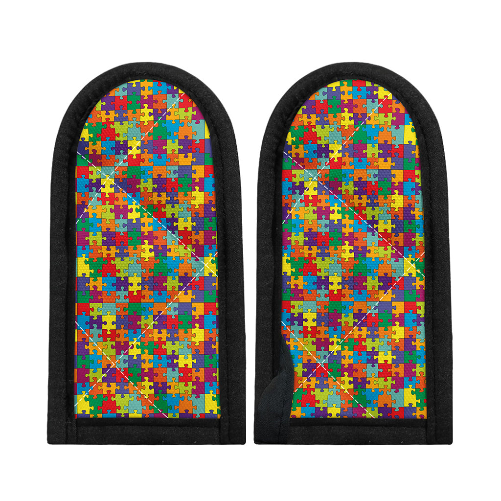 Colorful Autism Awareness Puzzle Print Skillet Handle Cover