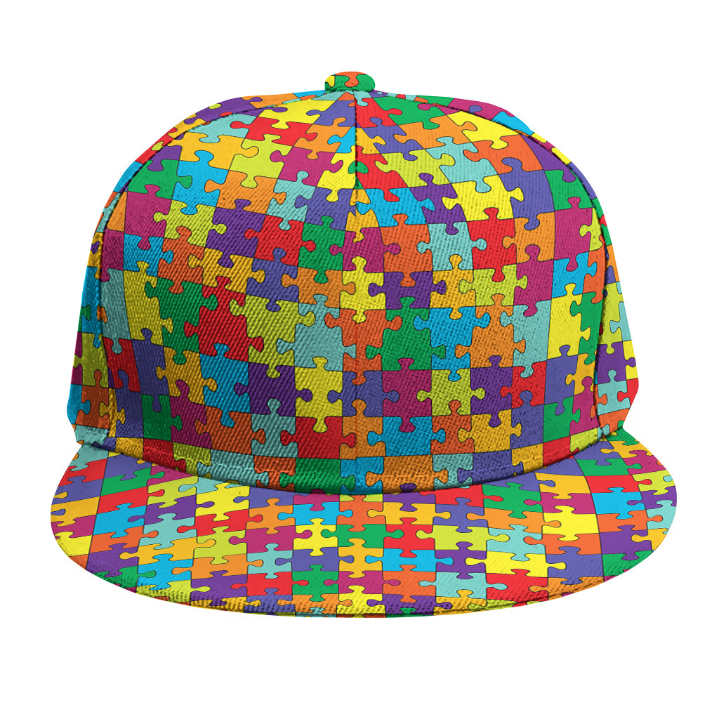 Colorful Autism Awareness Puzzle Print Snapback Cap
