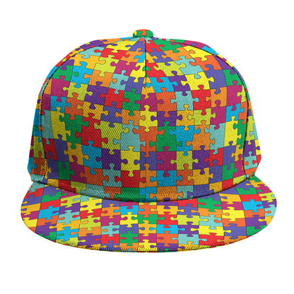Colorful Autism Awareness Puzzle Print Snapback Cap