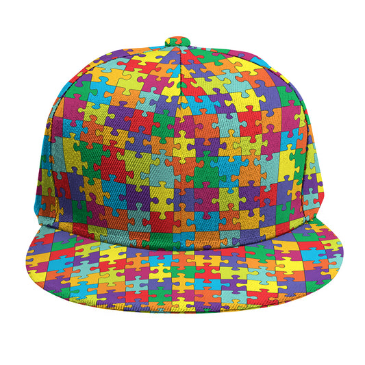 Colorful Autism Awareness Puzzle Print Snapback Cap