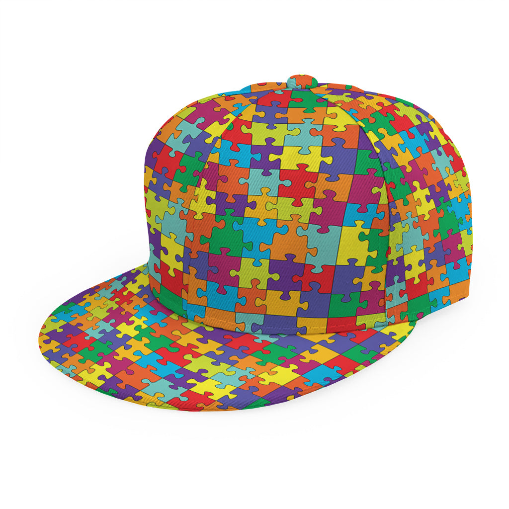 Colorful Autism Awareness Puzzle Print Snapback Cap