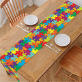 Colorful Autism Awareness Puzzle Print Table Runner
