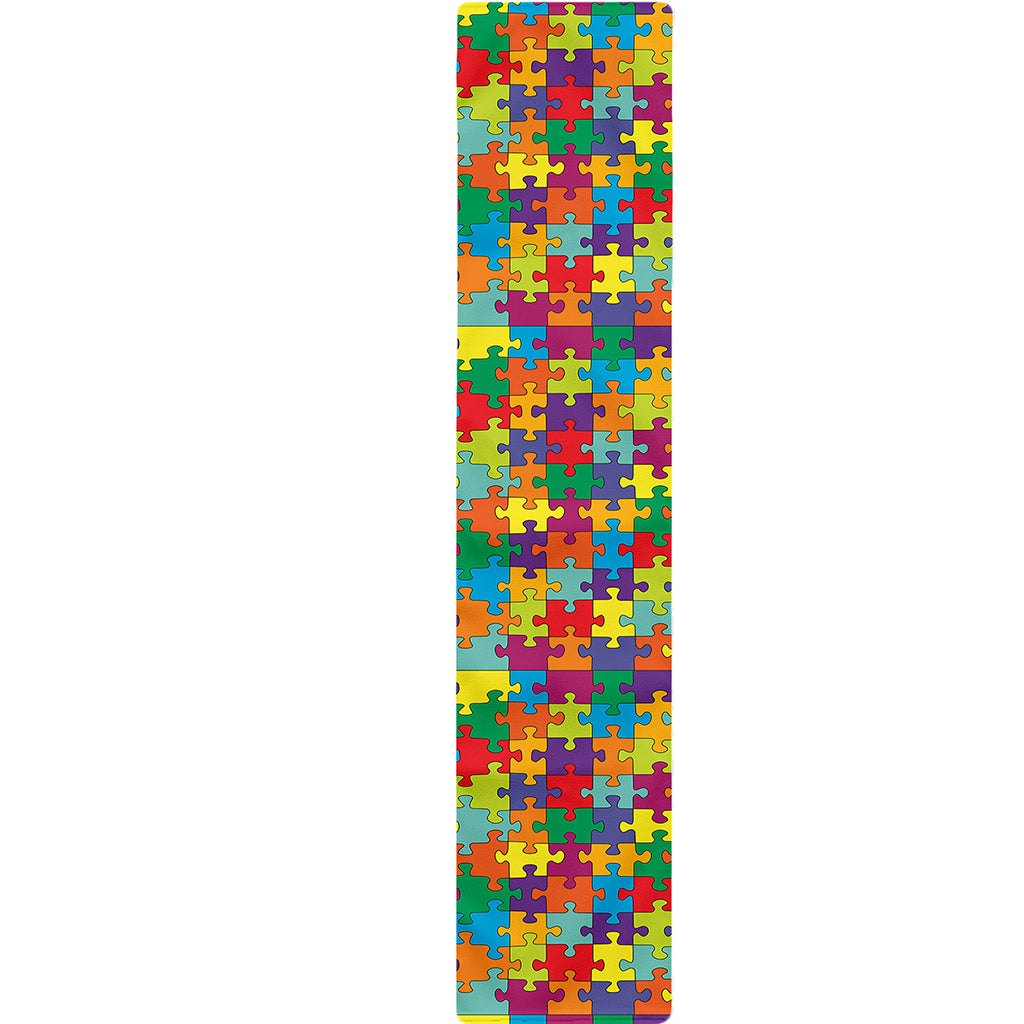 Colorful Autism Awareness Puzzle Print Table Runner