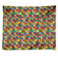 Colorful Autism Awareness Puzzle Print Tapestry
