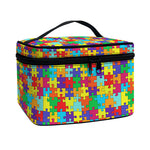 Colorful Autism Awareness Puzzle Print Travel Makeup Bag
