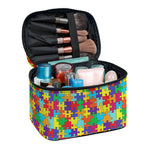 Colorful Autism Awareness Puzzle Print Travel Makeup Bag