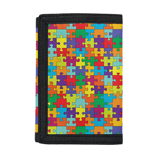 Colorful Autism Awareness Puzzle Print Trifold Wallet