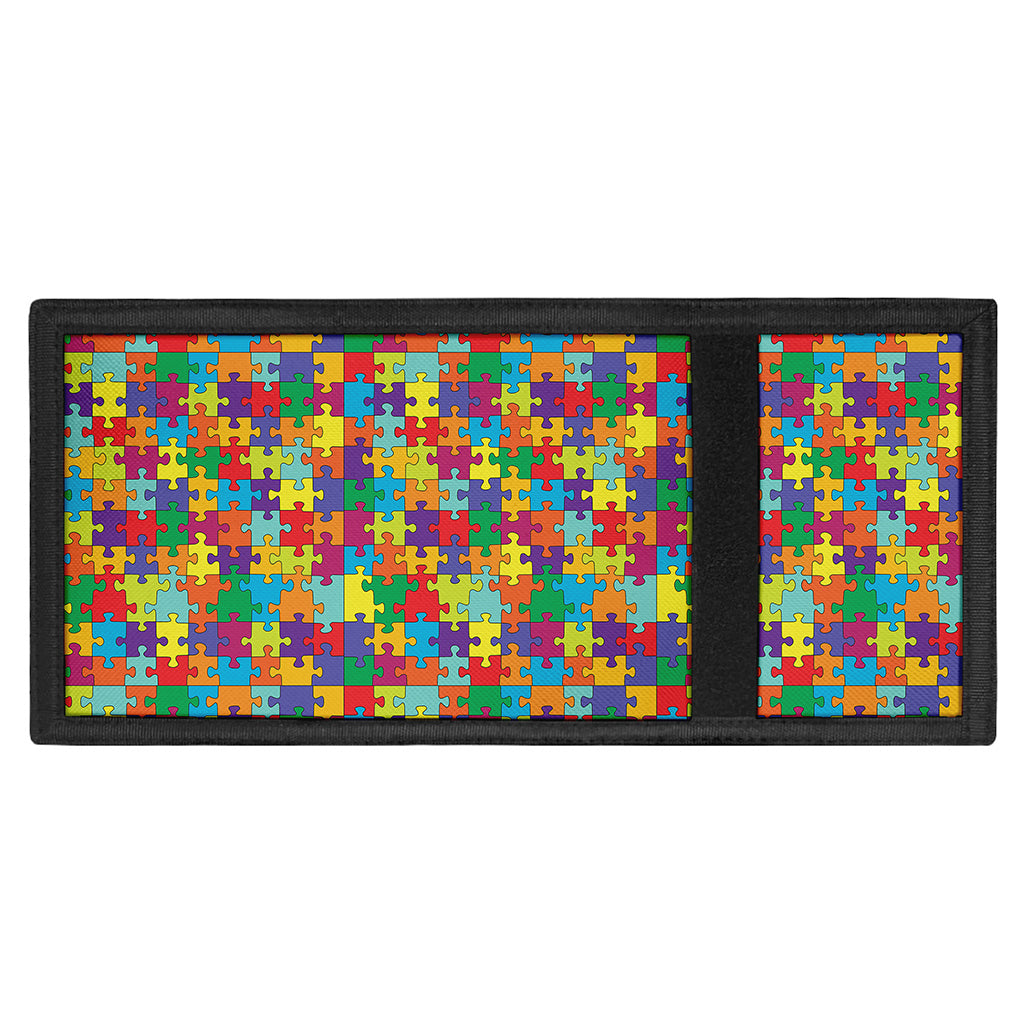 Colorful Autism Awareness Puzzle Print Trifold Wallet