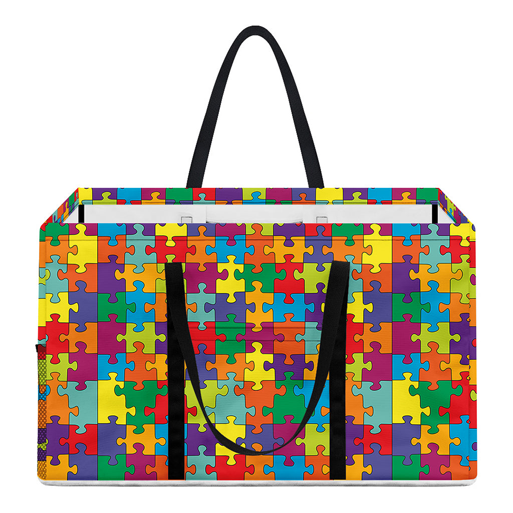 Colorful Autism Awareness Puzzle Print Utility Tote Bag