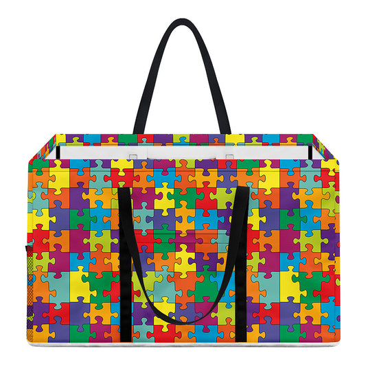 Colorful Autism Awareness Puzzle Print Utility Tote Bag