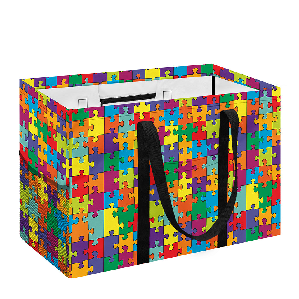 Colorful Autism Awareness Puzzle Print Utility Tote Bag